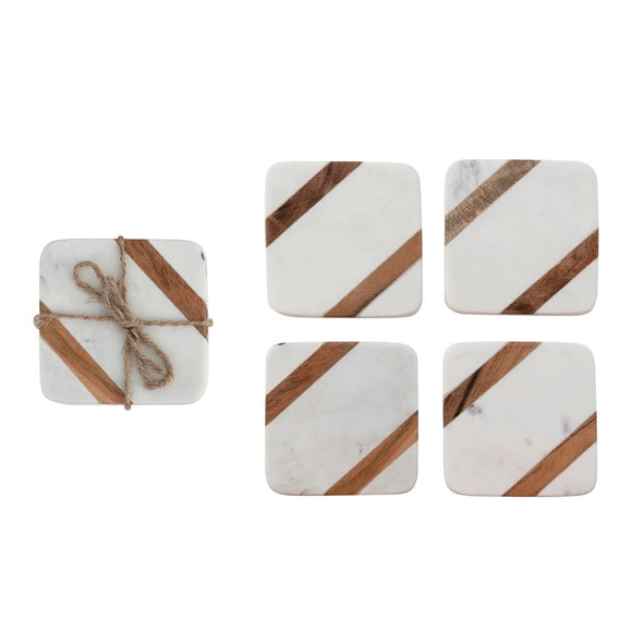 Coasters - Marble W/ Wood Inlay