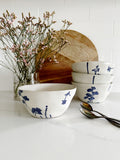 Hand-Stamped Stoneware Bowls w/ Botanicals, Set of 4