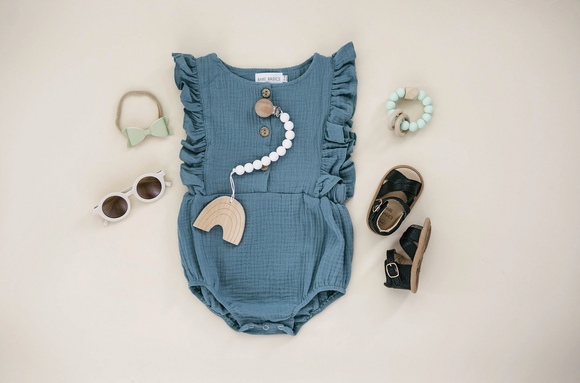 Cotton romper in sea foam green