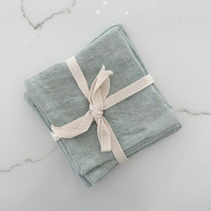 Stonewashed Linen Cocktail Napkins - Sage
