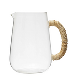 Natural Rope Handled Glass Pitcher