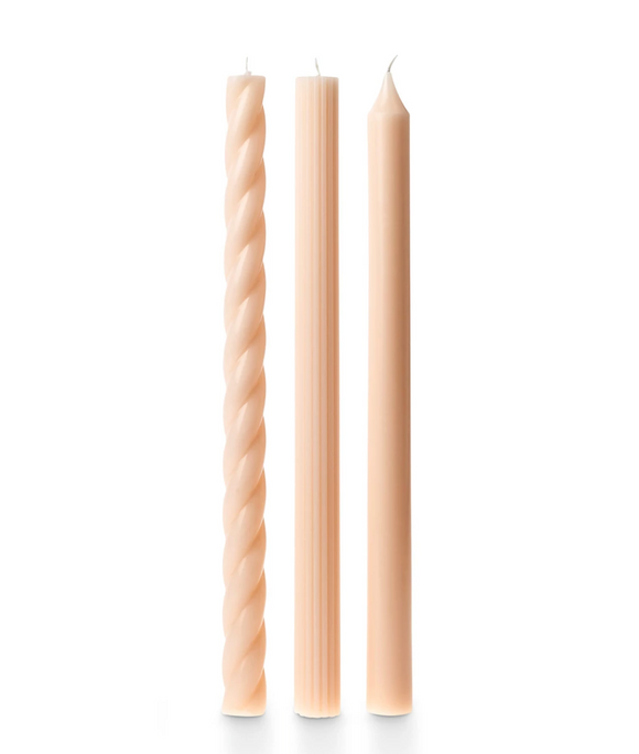Blush Pink Taper Candles, Set of 3