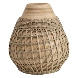 Bamboo Vase W/ Seagrass Weave