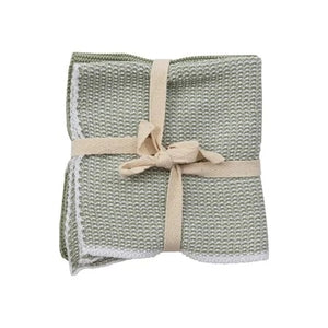 Sage & Cream Cotton Knit Dish Cloth Set