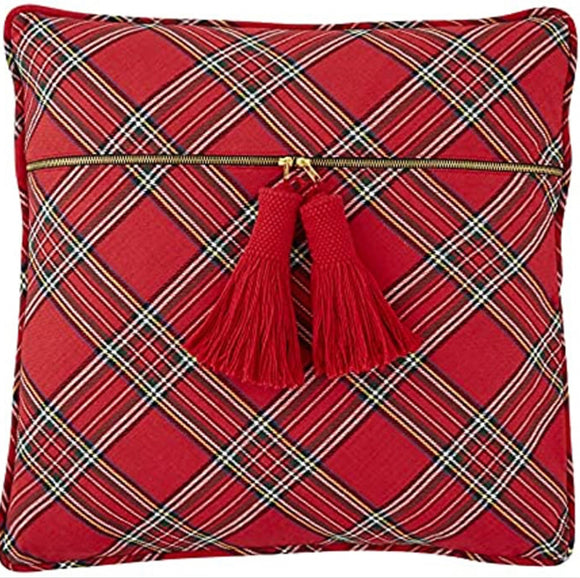 Red Tartan Square Pillow