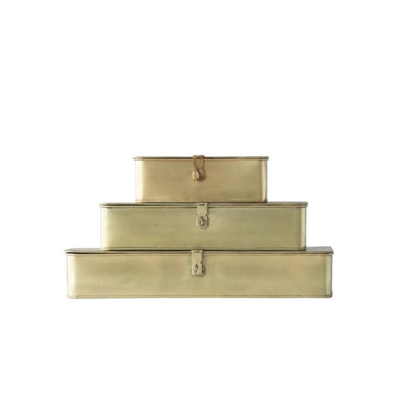Decorative Boxes in Brass Finish